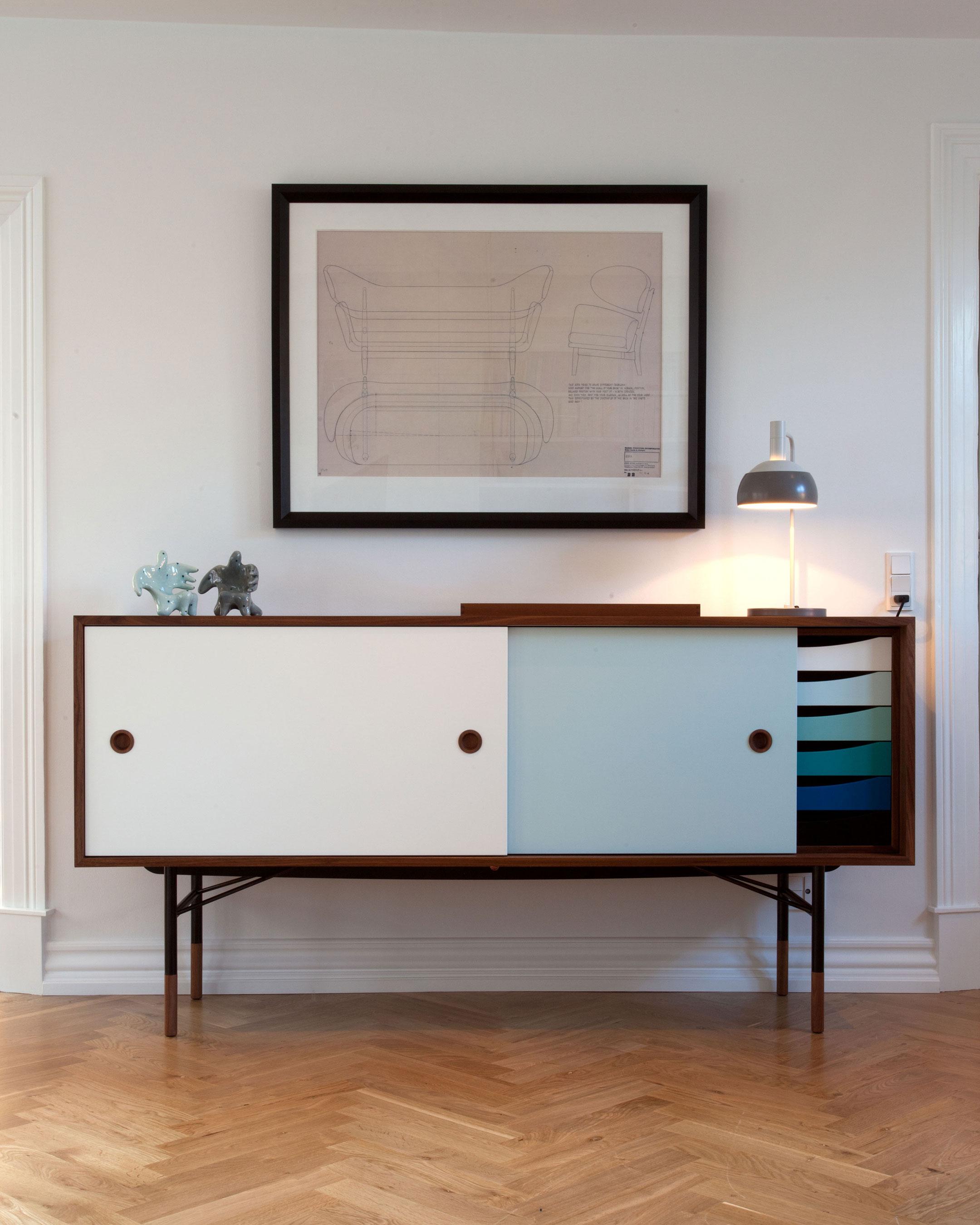 Sideboard Light Blue / White